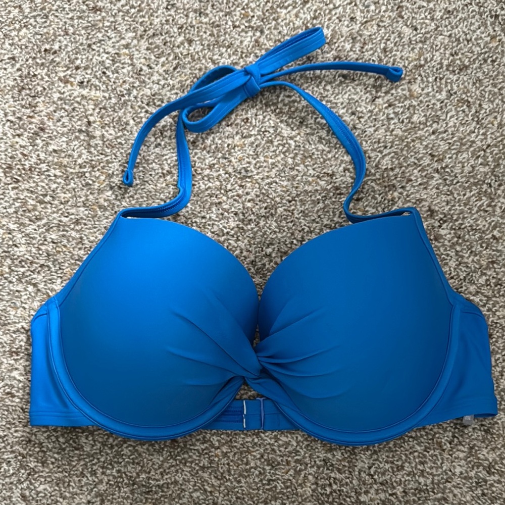 aerie Blue Halter Bikini Top 36 D L cobalt curve